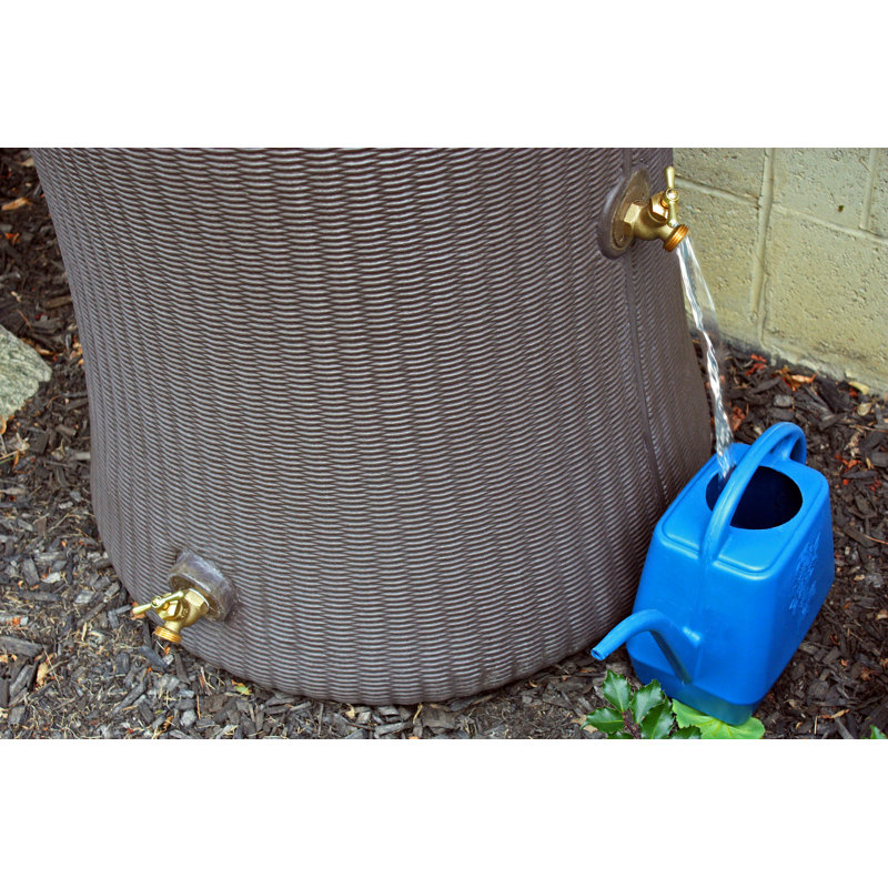 Willow 65 Gallon Brown Wicker Rain Barrel Planter