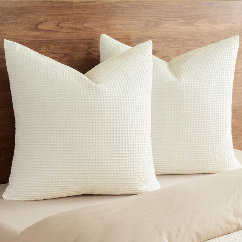 PHF 100% Cotton Waffle Weave Pillow Cover, 2 Pack Elegant Home Decorative Square Throw Pillow Covers for Bed Couch Sofa