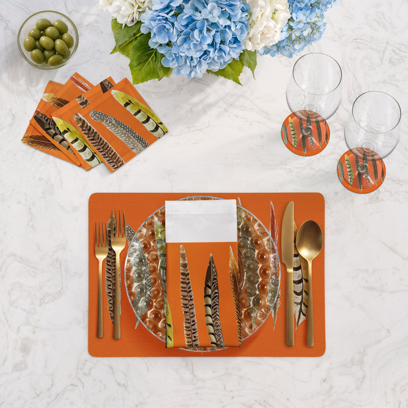 Napperon Pheasant Feathers, Orange