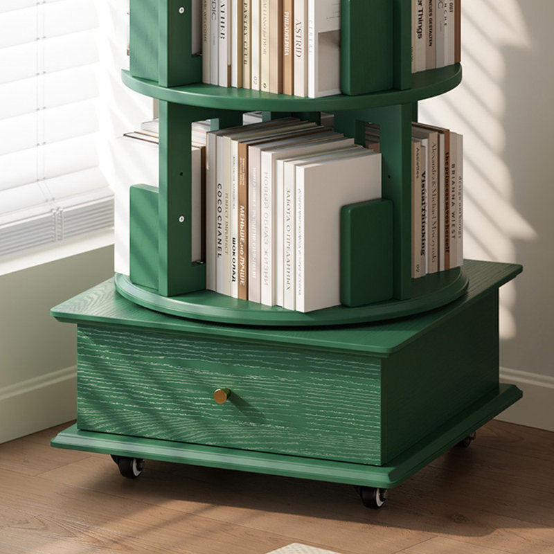Bibliothèque rotative de style moderne, (3 tablettes) H 46,85 po x l 19,29 po x P 19,29 po, Vert