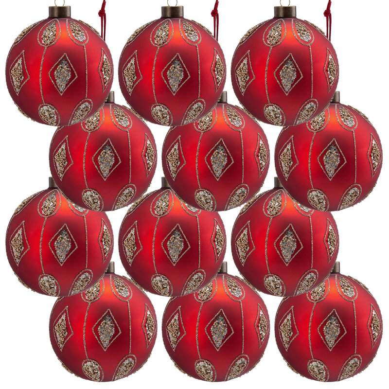D3 ", boules de Noël décoratives, boules de Noël suspendues en verre pour décorations de fêtes, lot de 12
