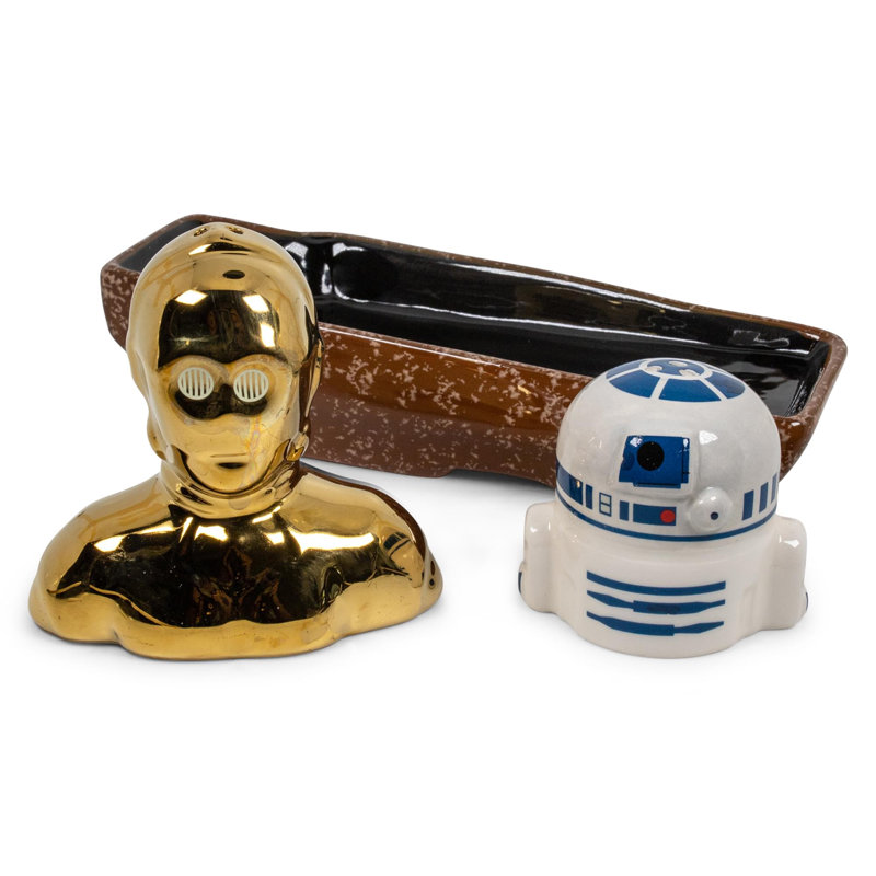 Ensemble de shaker en céramique Star Wars C-3po et R2-d2 avec plateau d'exposition