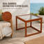 Petite table basse carrée, table basse en bambou véritable et verre cannelé pour le salon - table de salon moderne à base ouverte, décor d'appartement naturel pour les petits espaces