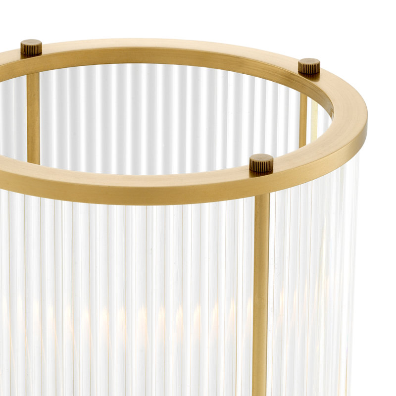 Mayson Hurricane Candle Holder, 10.83" H x 6.5" W x 6.5" D, Clear/Gold