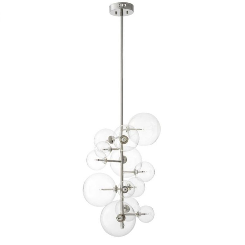Lustre Ezra, Nickel, Givré, 10 po de largeur x 27 po de hauteur