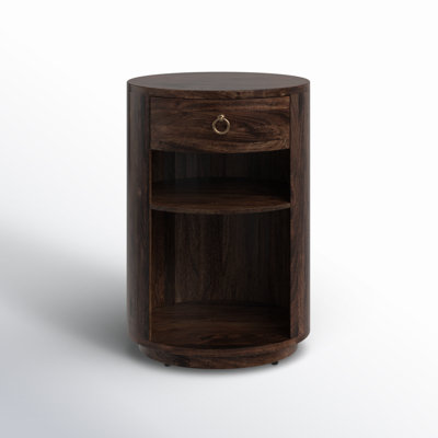 Aviel Drum End Table with Storage