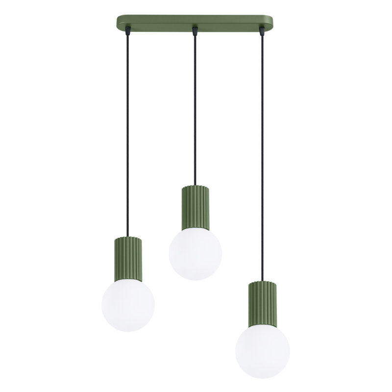 Halo - Light Brushed Nickel Pendant, 40x6x120 cm, Olive Green, 3 Lights