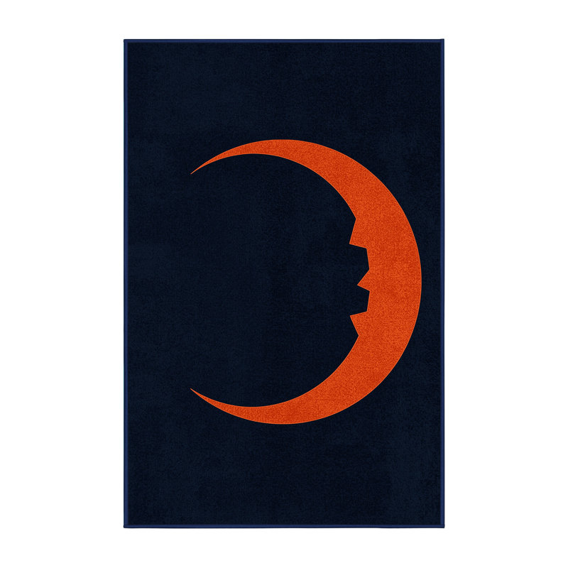 Machine Washable Dreshertown Halloween Modern & Contemporary Abstract Rug in Blue – Navy Binding, 2x4