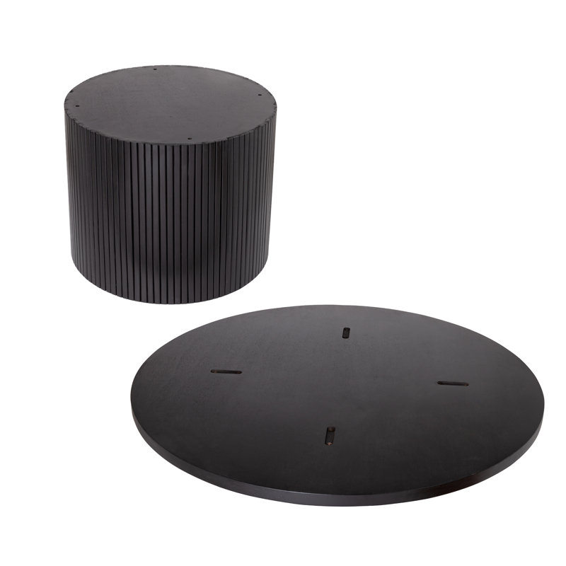 Mickenzy Round Wood Nesting Table, Black