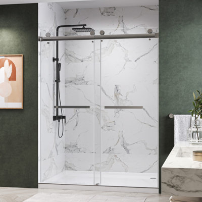 KW01 56 - 60 In. W X 76 In. H Double Sliding Frameless Shower Door With 3/8 In. Clear Glass
