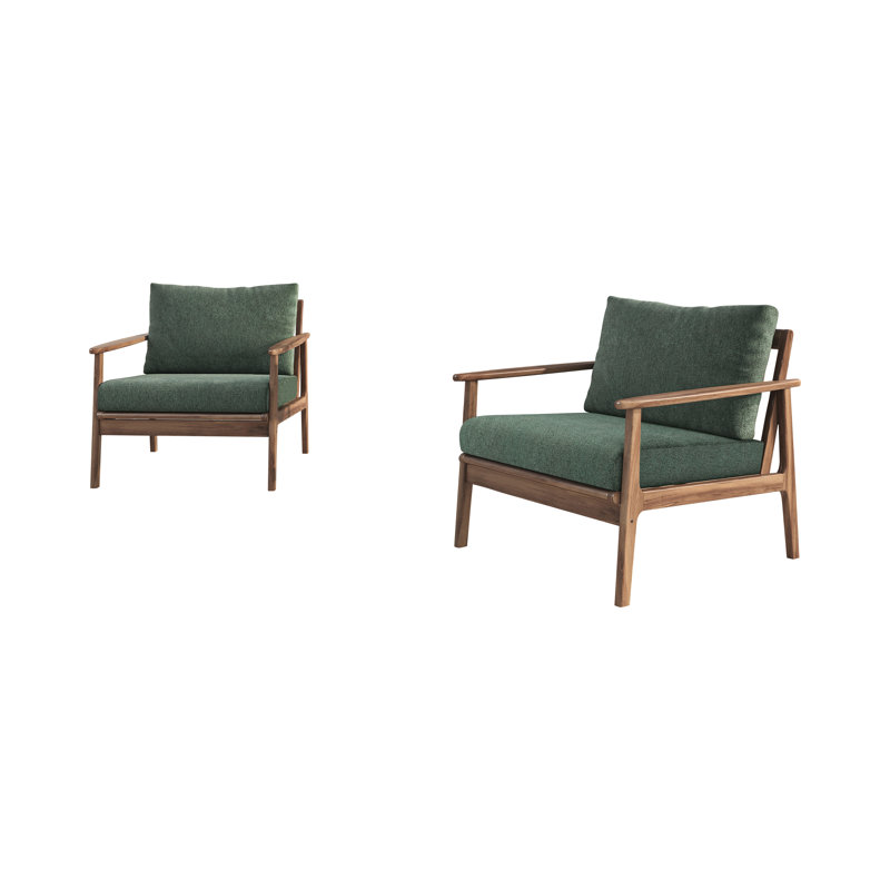 Lyon Solid Acacia Wood Patio Club Chair, Green