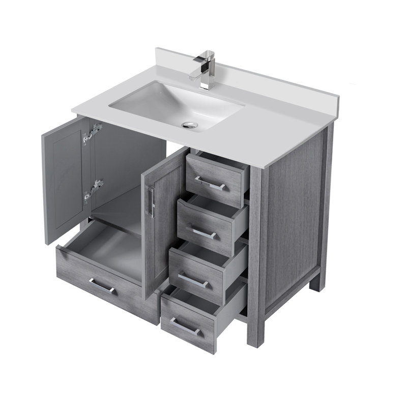 Ensemble de meuble-lavabo simple 36 po Jacques, Blanc, Marbre de culture blanc