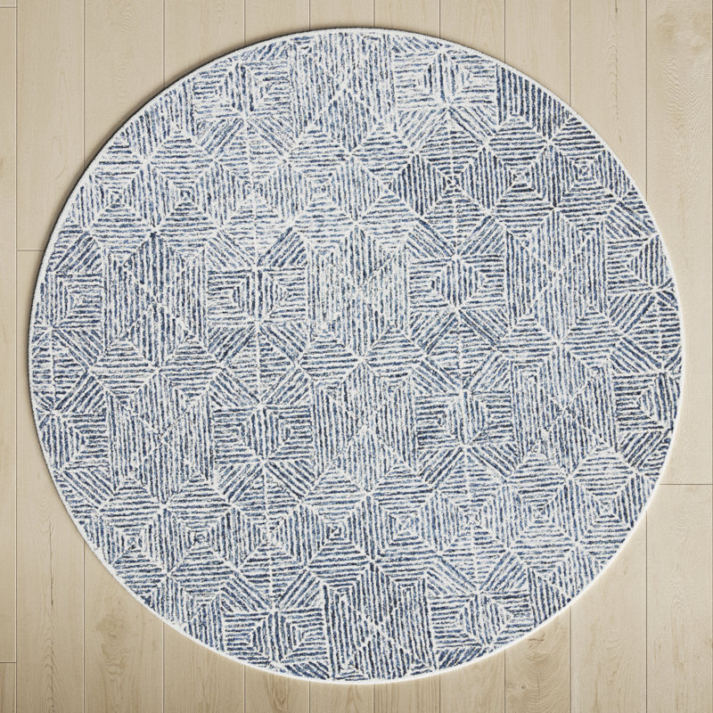 Geometric Hand Woven Area Rug, Round 183 cm