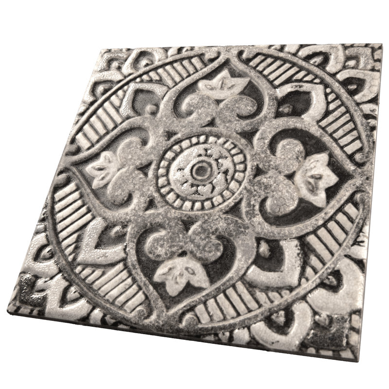 Mandala Decor 7-7/8 In. X 7-7/8 In. Ceramic Wall Tile