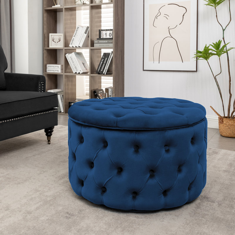 Repose-pieds Elzada, Velours bleu