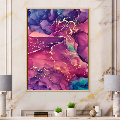 Art bleu et bourgogne liquide - peinture sur toile