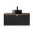 36" Floating Bathroom Vanity With Black Sintered Stone Top, Geometric Twill Doors & Gold Trim, 4 Vessel Sink Options (Black)-574426035
