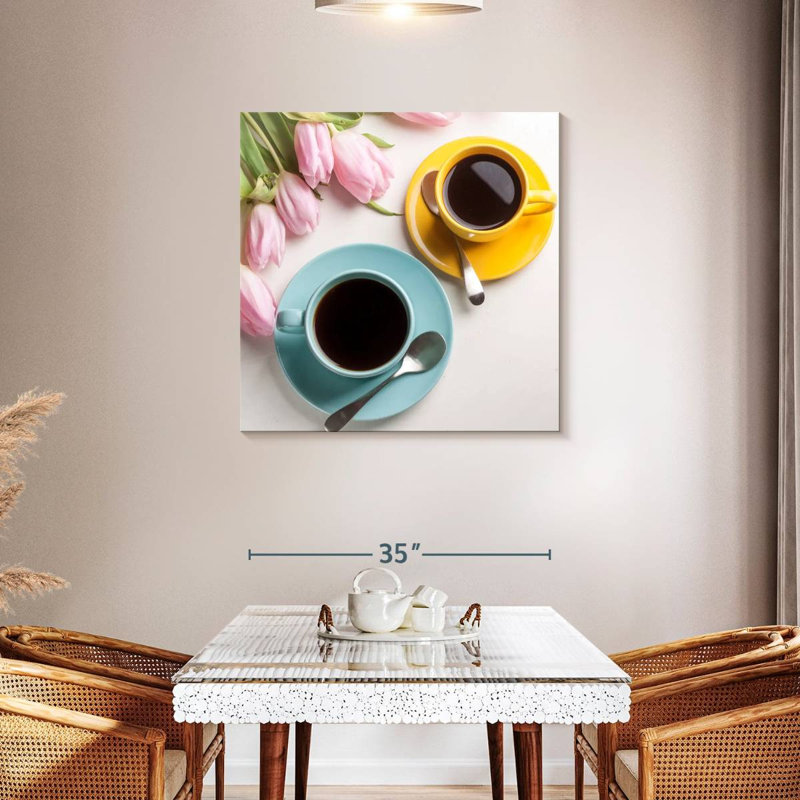Yarlin café et tulipes, H 36 po x l 36 po