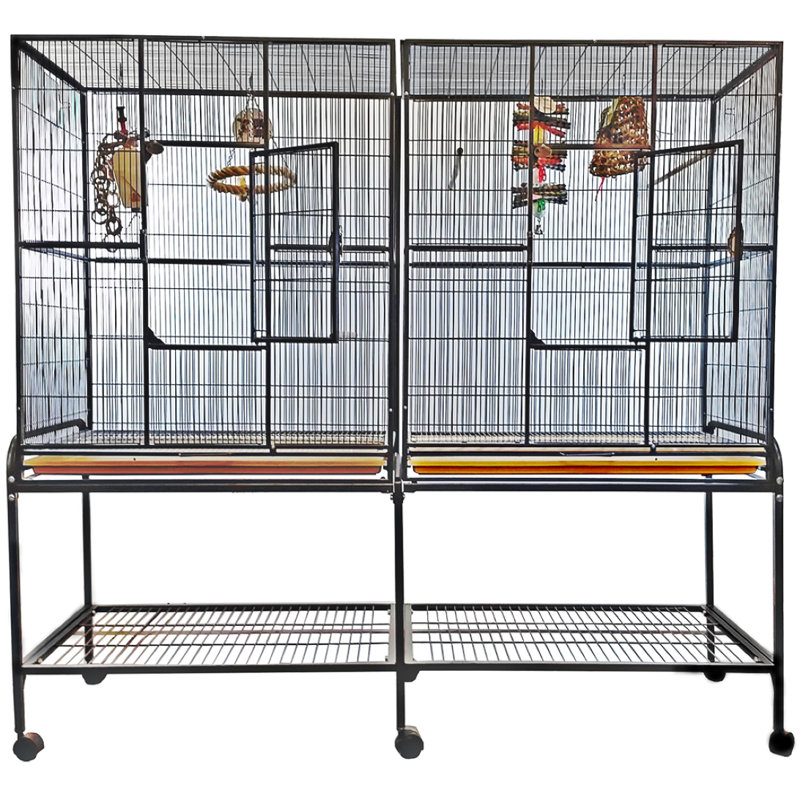Double cage de vol avec cloison noire - par A&E, Noir