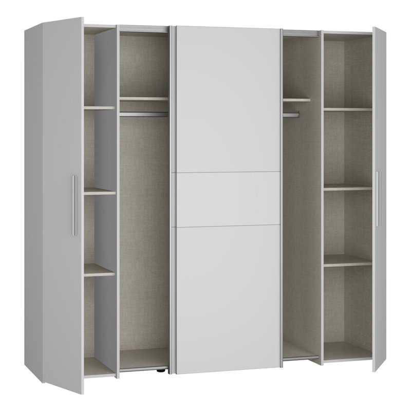 Koran 4 Door Manufactured Wood Wardrobe, Silver/White