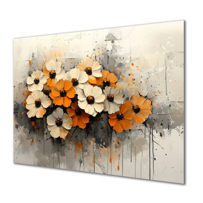 Zinnias Flowers Winter Hues IV - Traditional Metal Art Print, Zinnias Metal Wall Art