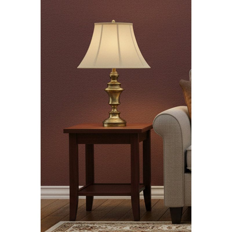 Vigore -  28" Satin Brass Touch Switch Table Lamp with USB Ports