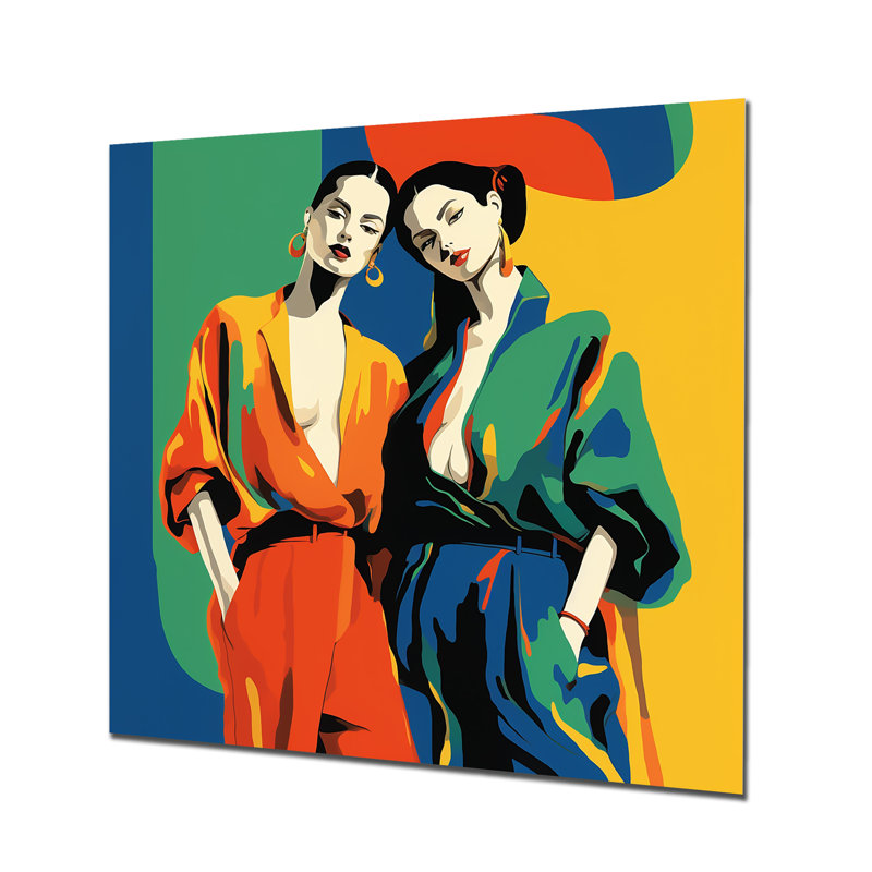 Art mural en métal orange et vert, "Romance of Women I" - femme mexicaine, H 36 po x l 36 po x P 1,5 po