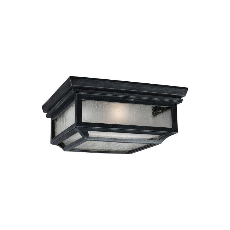 Nisbet 13'' W Outdoor Flush Mount, Dark Weathered Zinc