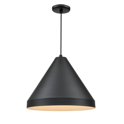 Cône large suspendu 1 lumière George Oliver R noir satiné
