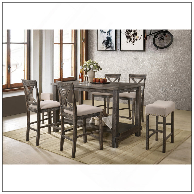 Martha II Weathered Gray Finish 7 Pcs 