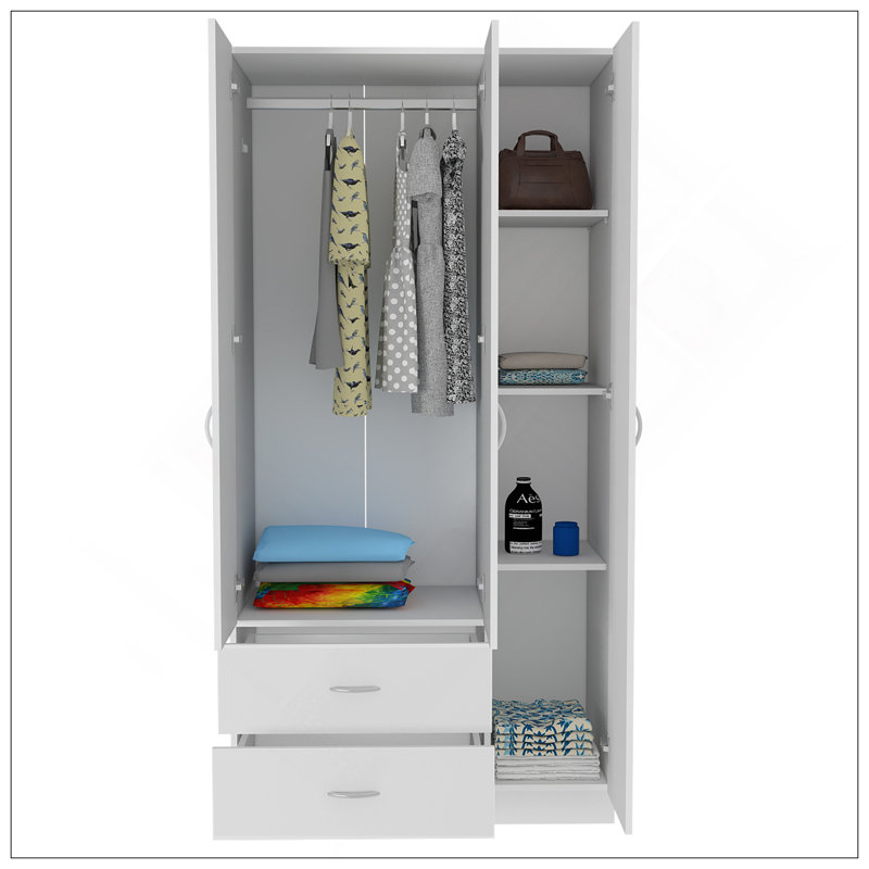 Armoire trois portes Clark, blanc, Blanc