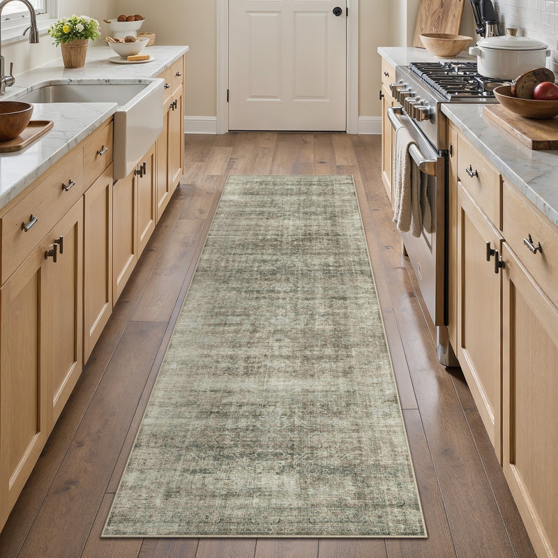 Tapis lavable rétro avec envers antidérapant Elias, Tapis de couloir 2 pi x 8 pi