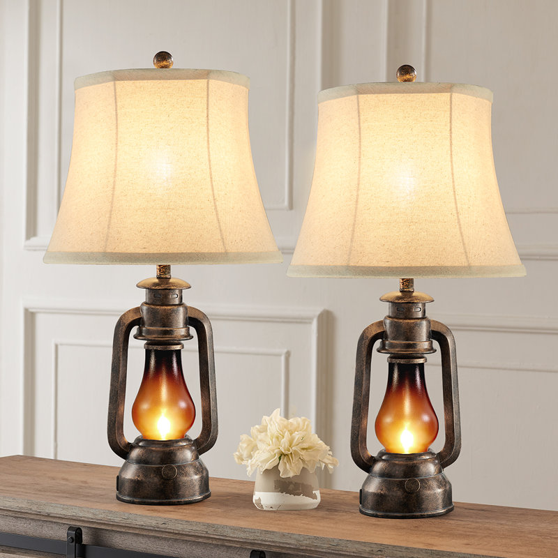 Kaylyn 25" Resin Table Lamp Set With Night Light And USB Ports