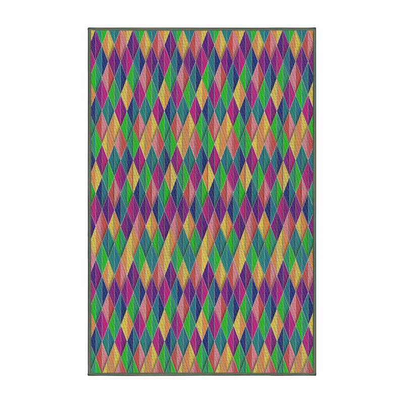 Tapis vert foncé/vert clair à motifs Rosalba, Rectangle 5 pi x 7 pi