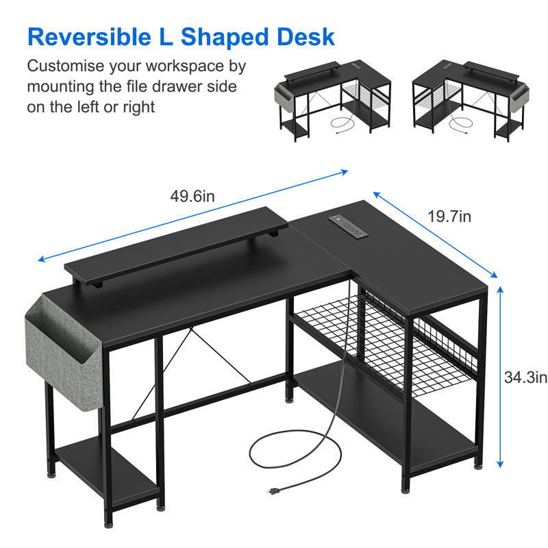 Laurenmarie Computer Table, Black, Black