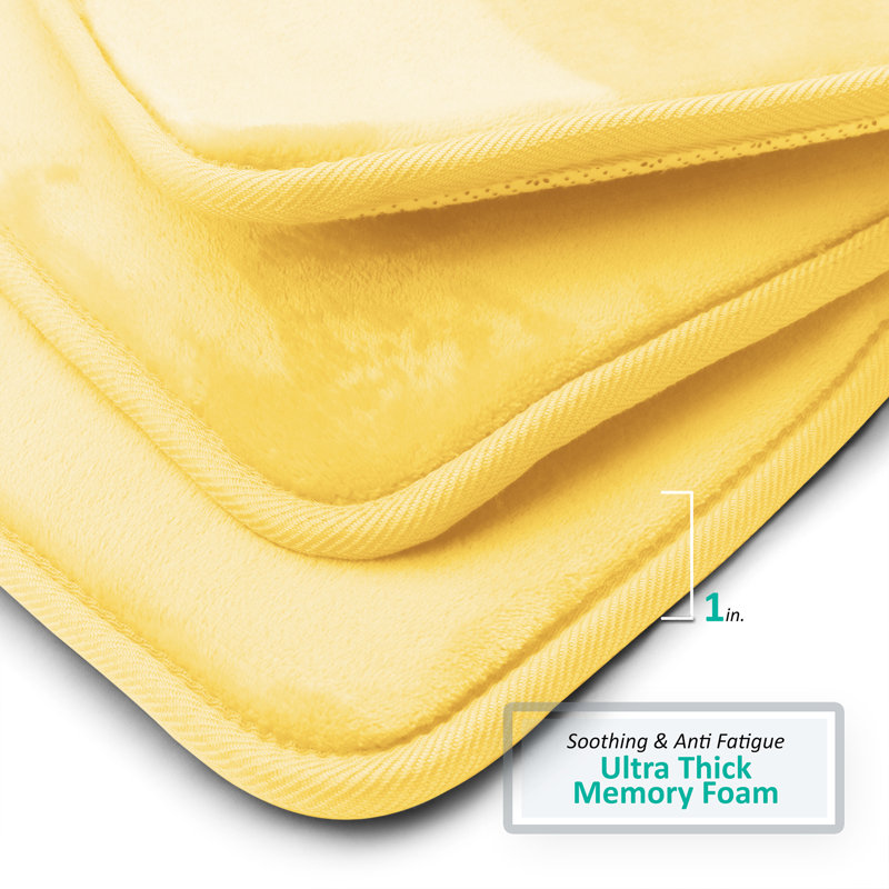 Aighan 3 Piece Ultra Soft and Absorbent Memory Foam Bath Rug Set with Non-Slip Backing, Custard Mellow Yellow