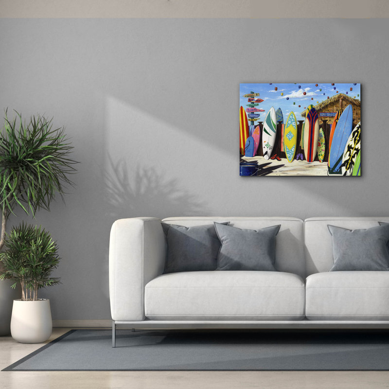 Art mural en toile Dovecove «Surf Shack» par Scott Westmoreland, 54 po x 40 po, H 26 po x l 34 po x P 1,5 po