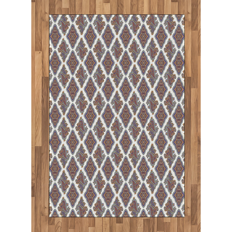 Paisley High Density Long Fiber Poly Threads Decorative Area Rug Carpet, Rectangle 4' x 5'8"