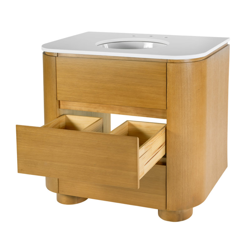 Meuble-lavabo simple à 2 tiroirs en quartz 36 po Mari, 36"