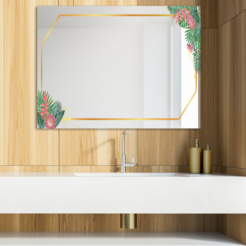 Miroir de meuble-lavabo côtier efflorescent, H 29,5 po x l 39,4 po
