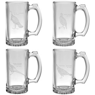 Grande tasse à bière en verre 12 oz upland gamebirds (Ensemble de 4)