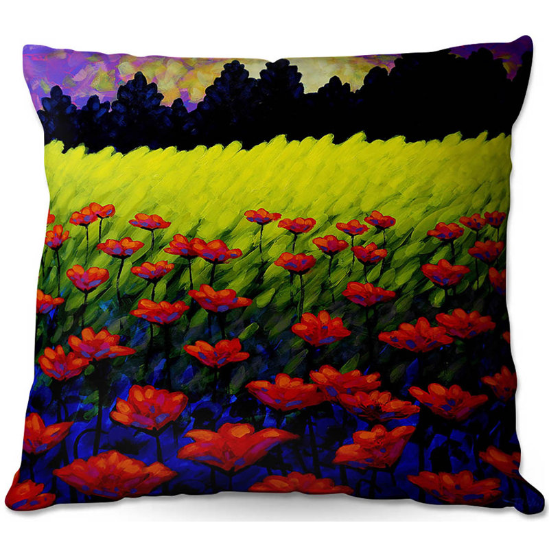 Housse de coussin carrée dianoche, 16 po x 1 po, Rouge / Vert / Jaune