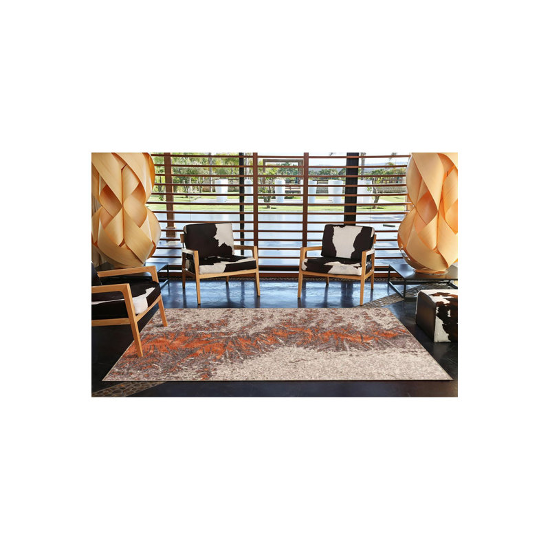 Orange Colorful Split Patterned Decorative Washable Rug, Runner 2'6" x 6'7" Rug Pad Included