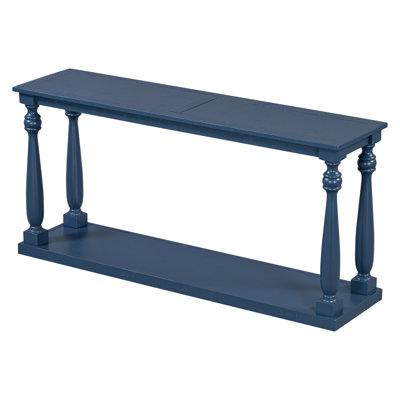 Console rétro à grain de bois rétro avec tablette inférieure et quatre pieds de vase, convient au vestibule, au couloir, au salon, à la chambre à coucher