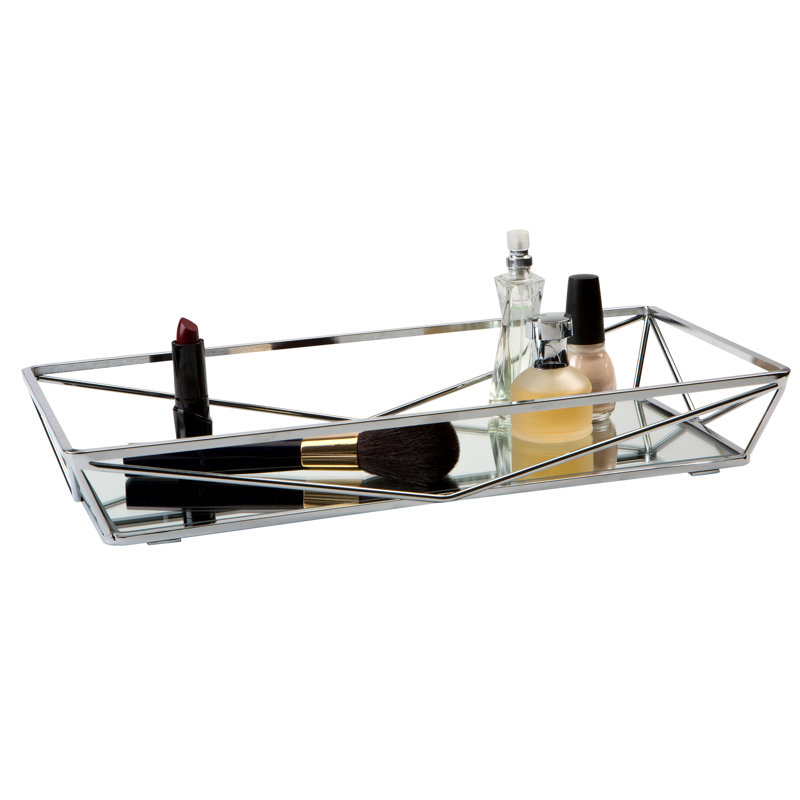 Edens Metal Tray, 2.09" H x 14.02" W x 7.01" D, Chrome