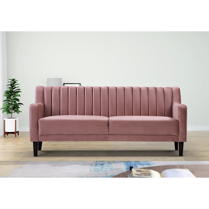 Holtzclaw 73.6'' Velvet Sofa, Rose Velvet