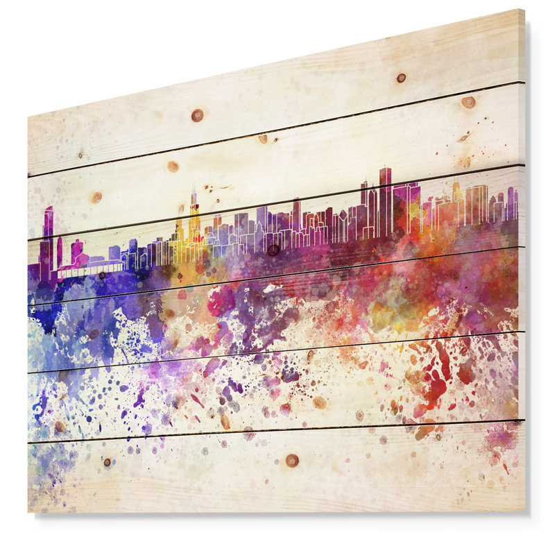 Cityscape Skyline - reproduction d'art, H 36 po x l 46 po x P 1,5 po, Bois