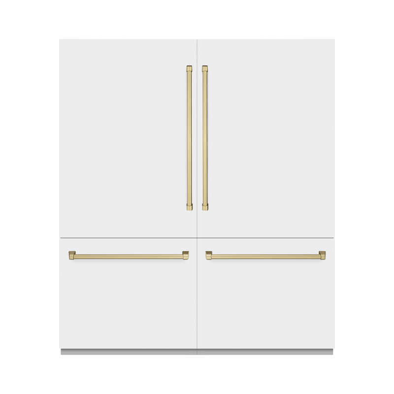 ZLINE Autograph 72 in. Built-In Refrigerator in Stainless Steel w/ Gold Accents, White Matte/Champagne Bronze