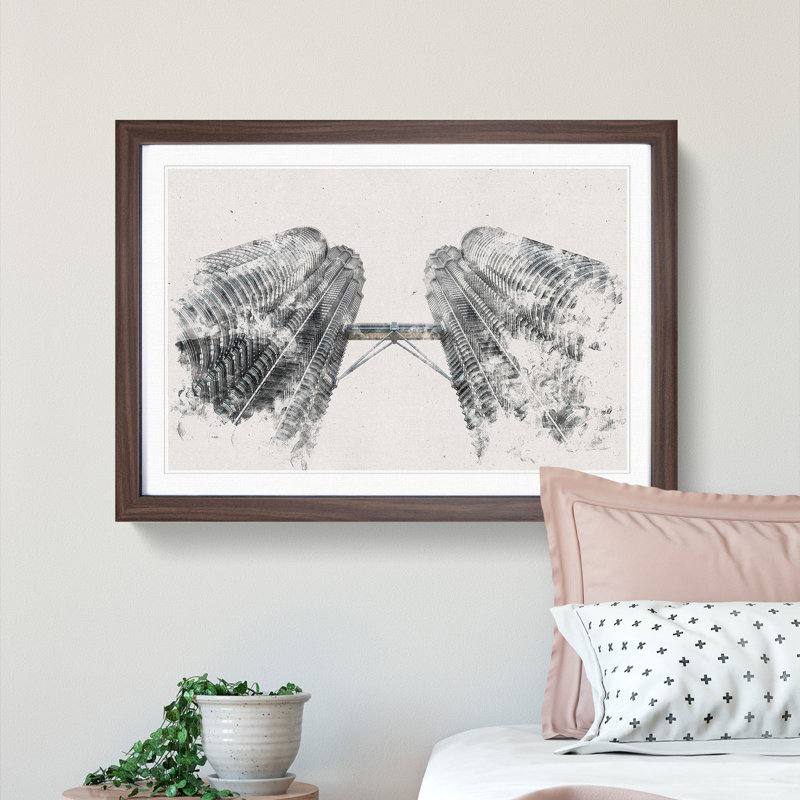 Petronas Twin Towers - Framed Print, Walnut Framed, 45cm H x 63cm W x 2cm D