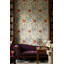 Papier peint floral rétro avec vigne botanique rouge sarcelle et crème-311187722
